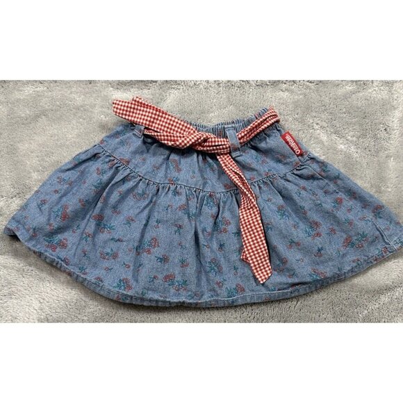 OshKosh B’gosh Other - Vintage Oshkosh B Gosh Skirt Girls 3T Blue Tiered Cherry Print Red Tag Made USA